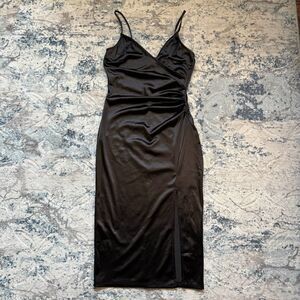 Inspired Hearts Black Slit Dress Babydoll NYE Romantic Whimsigoth Y2K Small